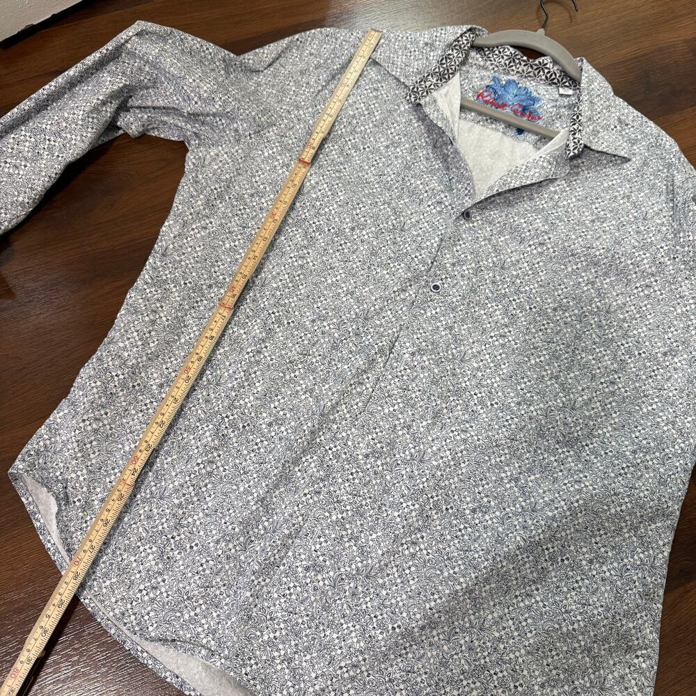 Robert Graham Classic Fit Flip Cuff Geometric Floral Pattern Button Up Men's 2XL - Picture 4 of 8